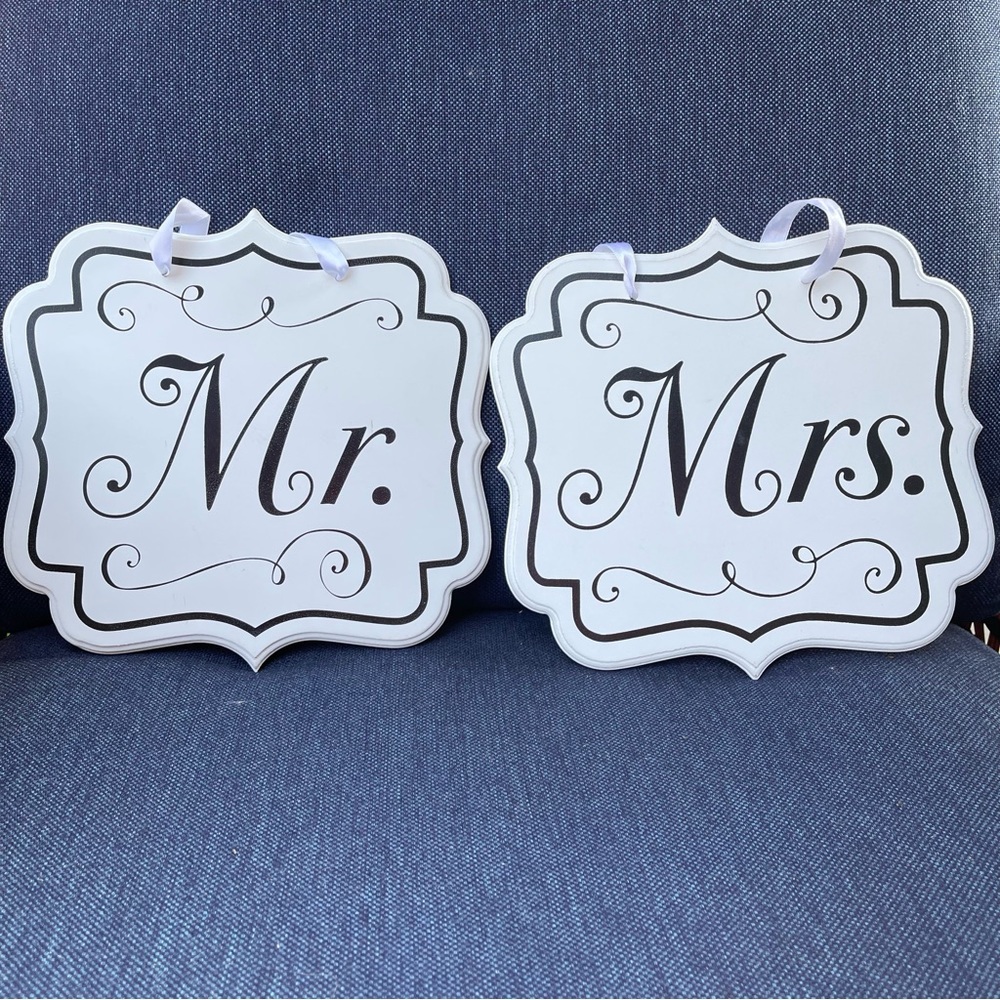 Mr. & Mrs. Wedding Decor Hanging Signs